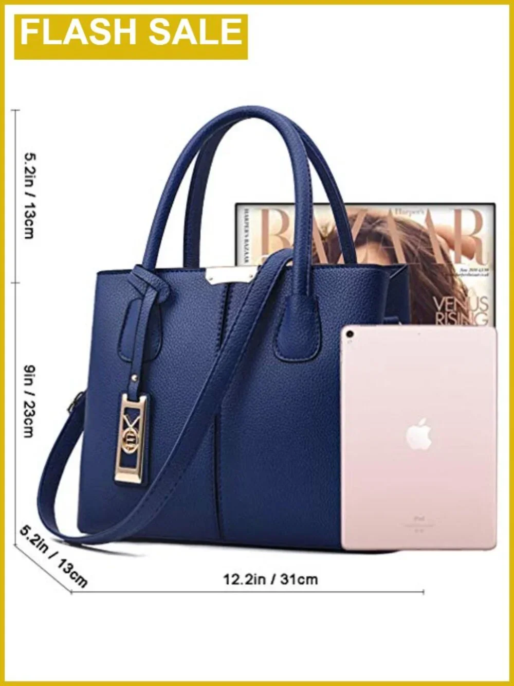Women's PU Leather Satchel Tote Handbag with Detachable Crossbody Strap